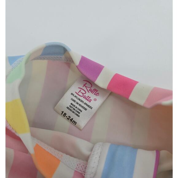 Ruffle Butts Rainbow Striped Rashguard and Ruffle Bottoms - Picture 4 of 5
